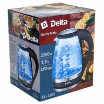 Чайник электрический, 1,5 л DELTA DL-1202 черный