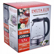 Чайник электрический 2200 Вт, 1,7 л DELTA LUX DL-1204В черный