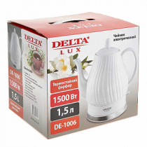 Чайник электрический 1500 Вт DELTA LUX DE-1006 белый
