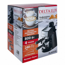 Кофеварка DELTA LUX DL-8151К рожковая черная