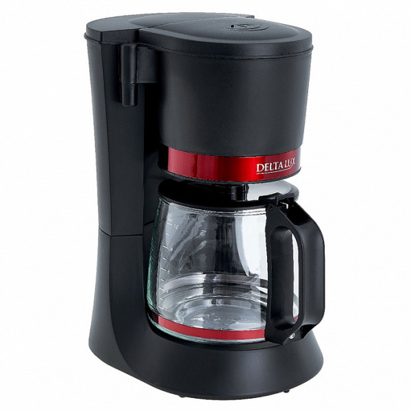 Кофеварка DELTA LUX DL-8152 черная с красным 