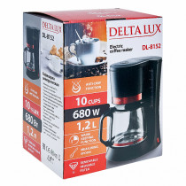 Кофеварка DELTA LUX DL-8152 черная с красным