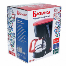 Кофеварка ВАСИЛИСА КВ1-600 черная с красным