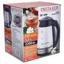 Чайник электрический 2200 Вт, 1,7 л DELTA LUX DE-1009 черный