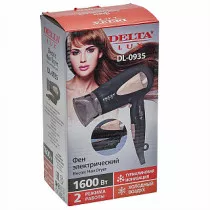 Фен 1600 Вт DELTA LUX DL-0935 черный с золотым