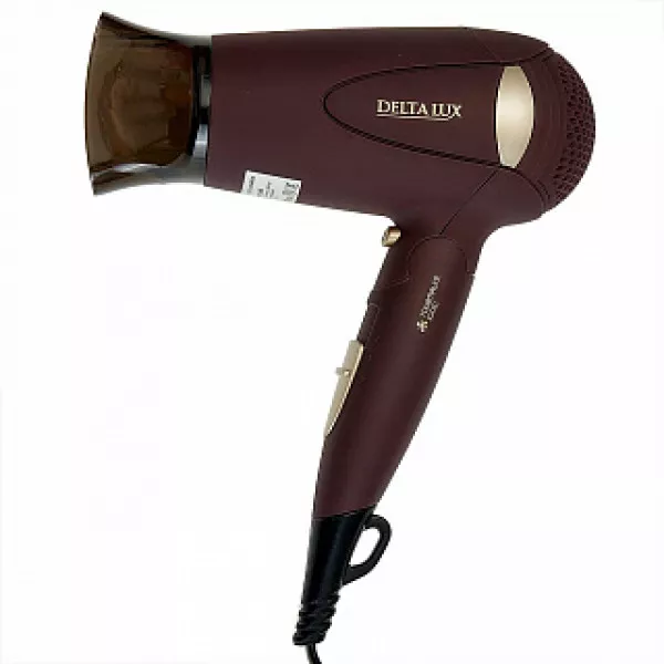 Фен 1400 Вт DELTA LUX DL-0936 коричневый с золотым 