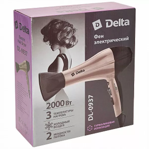 Фен DELTA DL-0937 черный/беж., 2000Вт 
