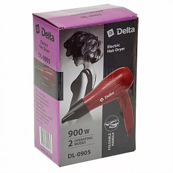 Фен 900 Вт DELTA DL-0905 красный 