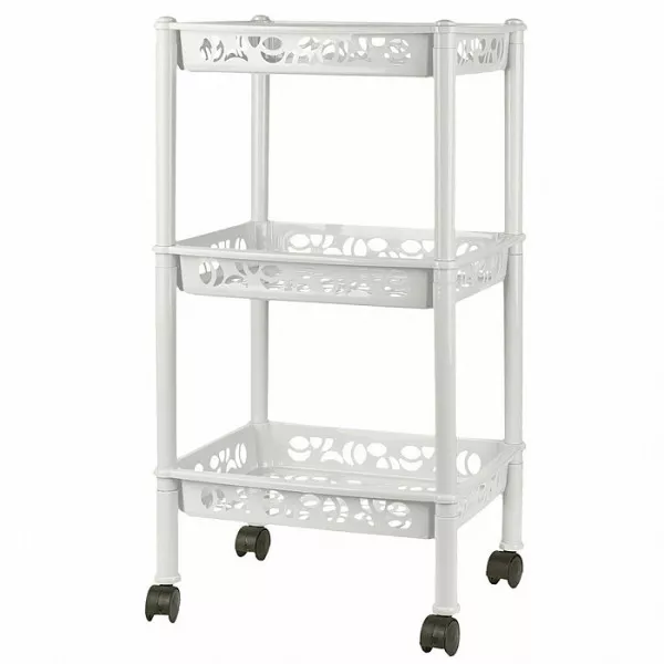 Этажерка Keeplex Light на колесиках трехсекционная малая прямоугольная 37×29×69 см KL282612048 белое облако
