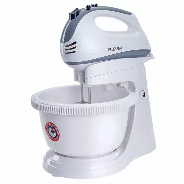 Миксер с чашей DELTA LUX DE-7901C белый с серым
