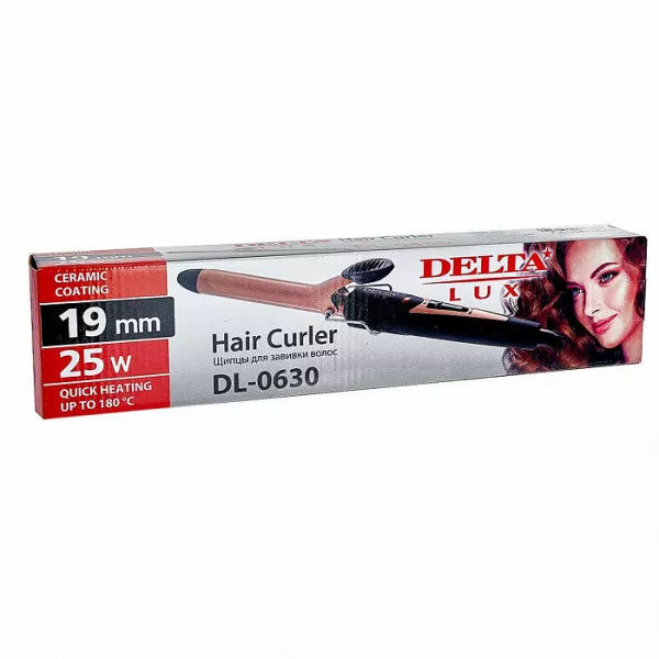 Щипцы для завивки волос DELTA LUX DL-0630 черные с бронзой 
