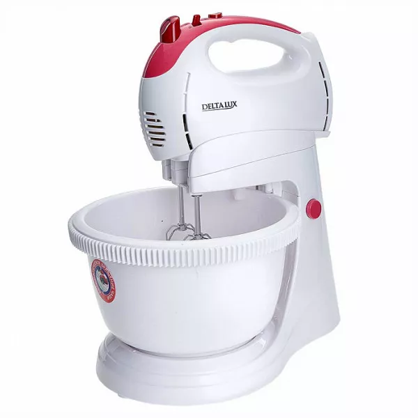 Миксер с чашей DELTA LUX DL-5071C белый с розовым