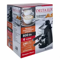 Кофеварка DELTA LUX DL-8151К рожковая черная