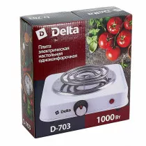 Плита электрическая 1000 Вт настольная 1-конфорочная DELTA D-703 белая