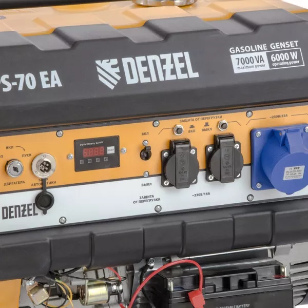 Генератор DENZEL PS 70 EA (946894) бензиновый 7,0 кВт, 230В, 25л 
