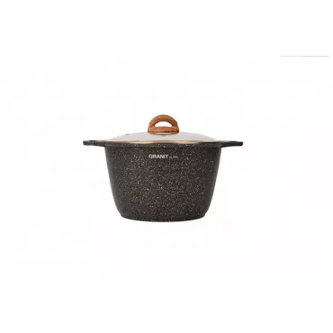 Кастрюля 8л со стекл. крышкой, АП линия "Granit ultra" (black-gold) кгбг82а