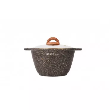 Кастрюля 4л со стекл. крышкой, АП линия "Granit ultra" (black-gold) кгбг42а
