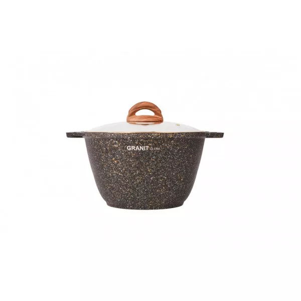 Кастрюля 4л со стекл. крышкой, АП линия "Granit ultra" (black-gold) кгбг42а