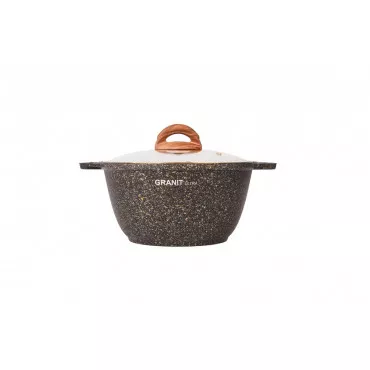 Кастрюля 3л со стекл. крышкой, АП линия "Granit ultra" (black-gold) кгбг32а