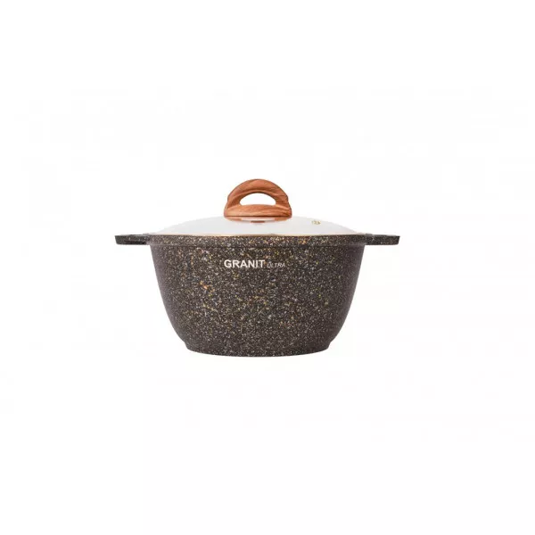 Кастрюля 3л со стекл. крышкой, АП линия "Granit ultra" (black-gold) кгбг32а