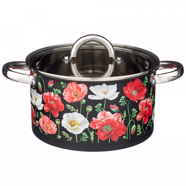 КАСТРЮЛЯ AGNESS "МАКИ" СО СТЕКЛЯННОЙ КРЫШКОЙ, НЕРЖ.СТАЛЬ, 4,6Л 22Х12 СМ. 916-308 Lefard
