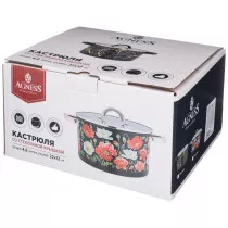 КАСТРЮЛЯ AGNESS "МАКИ" СО СТЕКЛЯННОЙ КРЫШКОЙ, НЕРЖ.СТАЛЬ, 4,6Л 22Х12 СМ. 916-308 Lefard