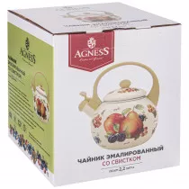 ЧАЙНИК AGNESS ЭМАЛИРОВАННЫЙ СО СВИСТКОМ СЕРИЯ "МАКИ", 2,2Л, ИНДУКЦИОННОЕ ДНО. 934-449 LEFARD