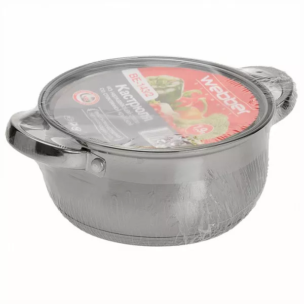 Кастрюля Ø16см, 1,9л, Webber BE-143/2, со стеклянной крышкой 