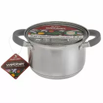 Кастрюля 2,2 л, 16 см, из нержавеющей стали со стеклянной крышкой WEBBER BE-356/2