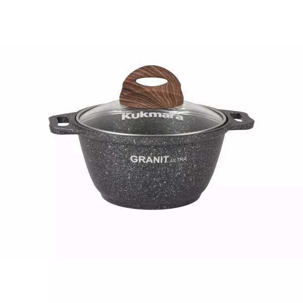 Кастрюля 1л со стекл. крышкой, АП линия "Granit ultra" (Blue) кгг12а