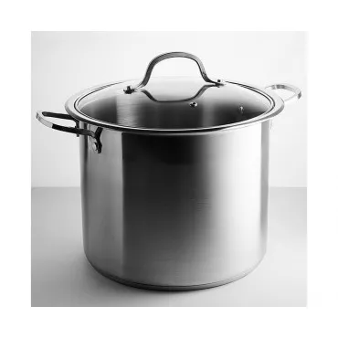 Кастрюля из нержав стали 10л со стеклянной крышкой 24*21см ВЕ-128-10L