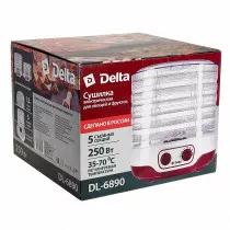 Сушилка для овощей и фруктов электрическая DELTA DL-6890 белая с малиновым