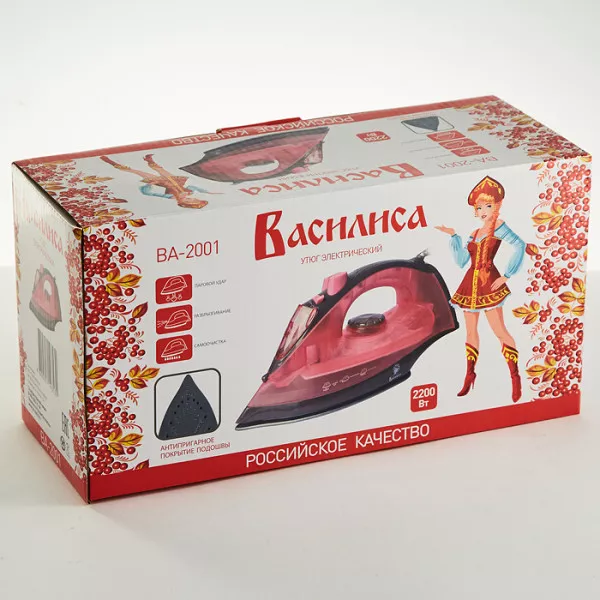 Утюг электрический 2200 Вт ВАСИЛИСА ВА-2001 розовый с коричневым 