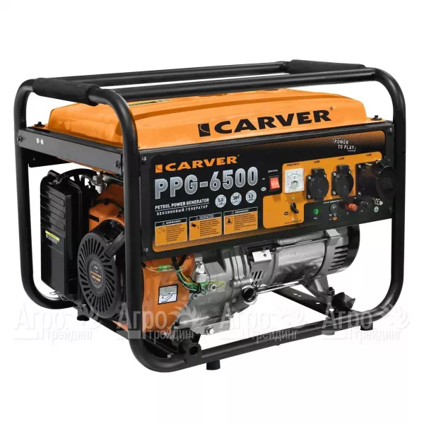 Генератор CARVER PPG- 6500 бензин (LT-188F, 5,0/5,5кВт, 220В, бак 25л, обмотка медь)(6шт/пал) 