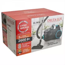 Пылесос 2600 Вт DELTA LUX DL-0836 Супер-циклон черный с бирюзовым