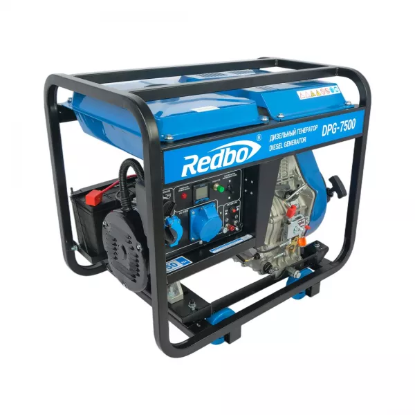 Генератор дизельный Redbo DPG-7500 (532см3, 7.0 кВт./7.5 кВт,ручной/электро стартер, дисплей) 21503 